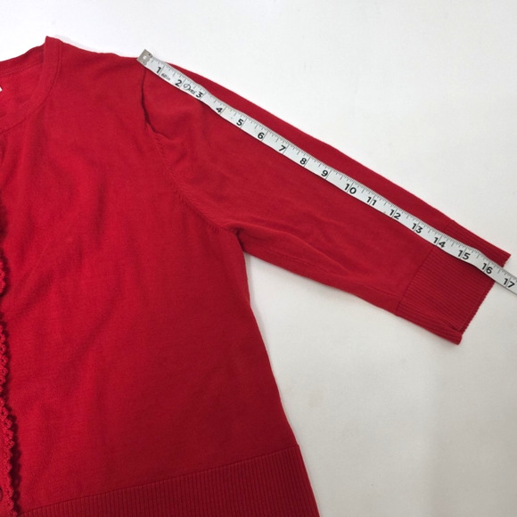 Coldwater Creek Womens 3/4 Sleeve Cardigan M Red Button Up Lightweight - Picture 6 of 6